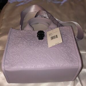 Betsey Johnson XOOLIVE Lilac Embossed Skull Satchel Crossbody Bag Purse NWT
